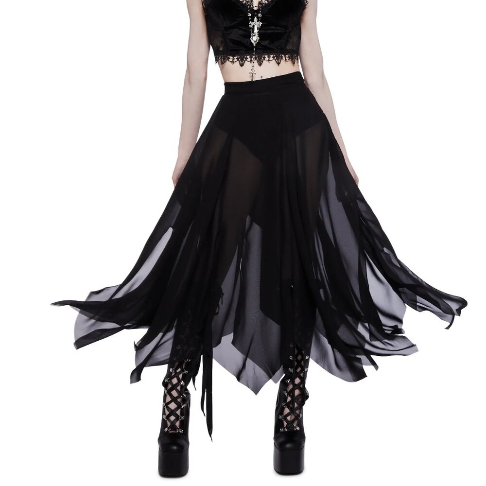 WIDOW Brooding Shadows Chiffon Skirt Dolls Kill MAXI SHEER GOTHIC Witchy XL-XXL